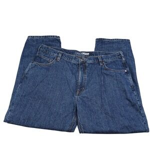 Carhartt Relaxed Fit Flannel Lined Jeans Mens 42x30‎ Blue Denim Work Pants